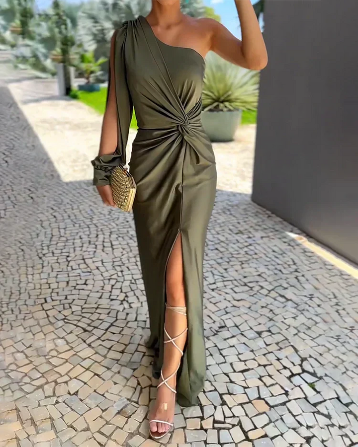 ALEZIA™ | Elegant Silk Off-Shoulder Dress