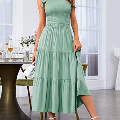 VALENZIA™  Single-Shoulder Stacked Hem Dress