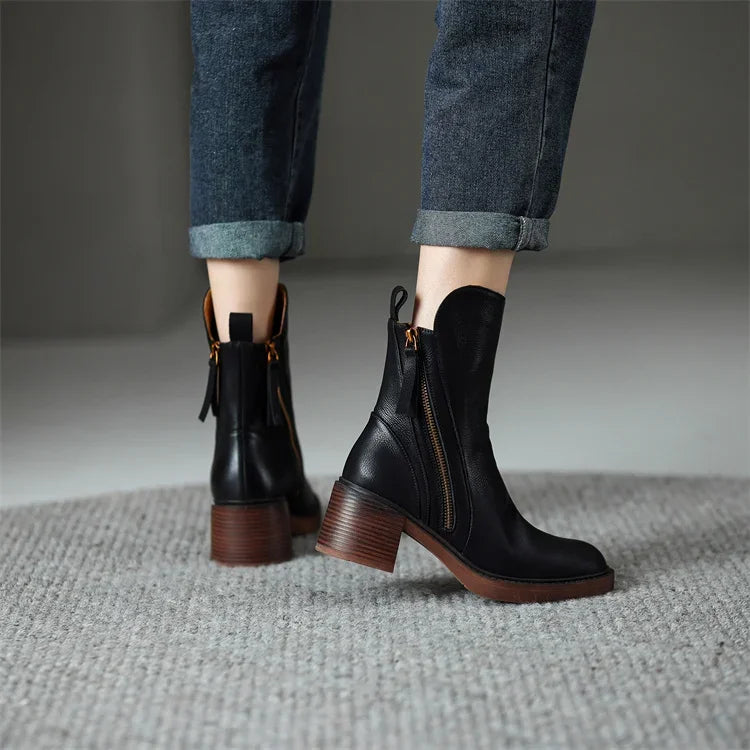 Kaytie | Leather zip ankle boots