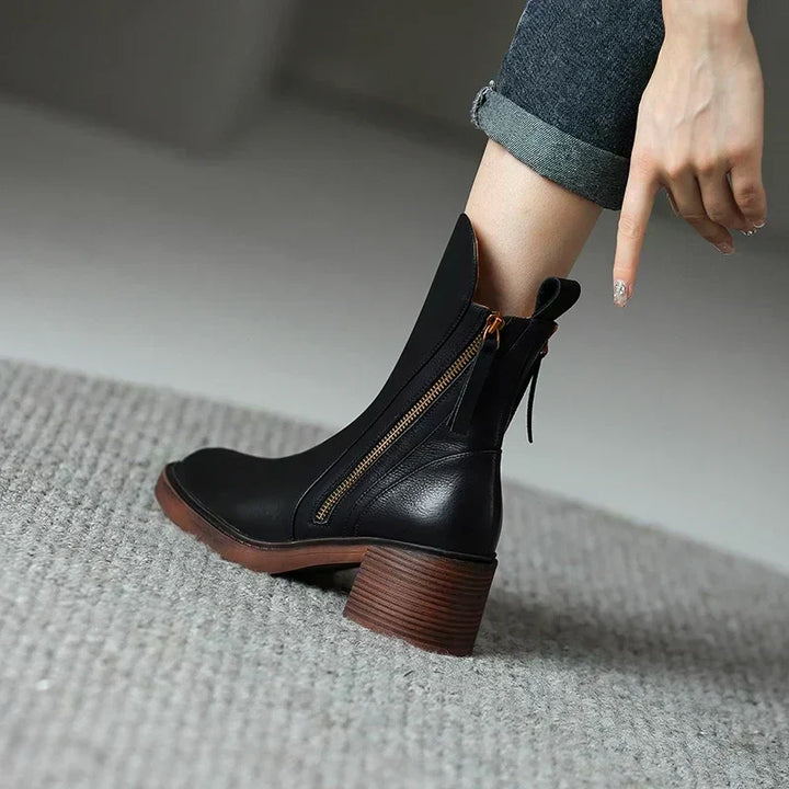 Kaytie | Leather zip ankle boots