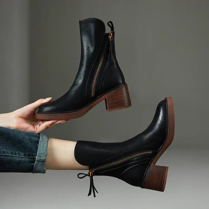 Kaytie | Leather zip ankle boots